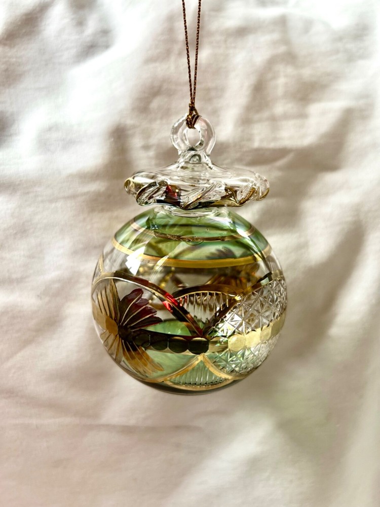 Egyptian Handmade 24K Gold Accent 4-Inch Glass Christmas Ornament 690-image
