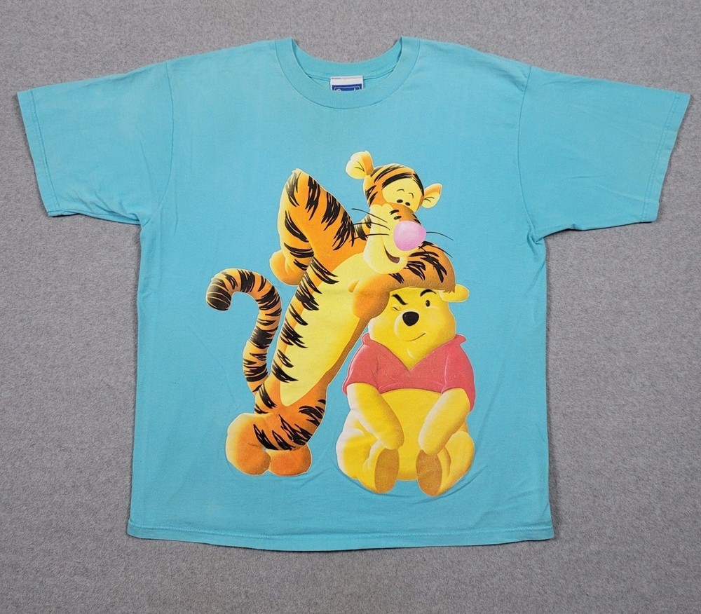 Vintage Walt Disney Winnie The Pooh Tigger Blue Graphic T-Shirt Sz XL Vtg