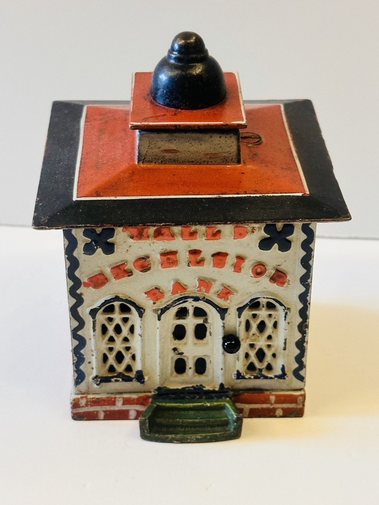 Atq Cast Iron Halls Excelsior Mechanical Piggy Bank J.e. Stevens Co.