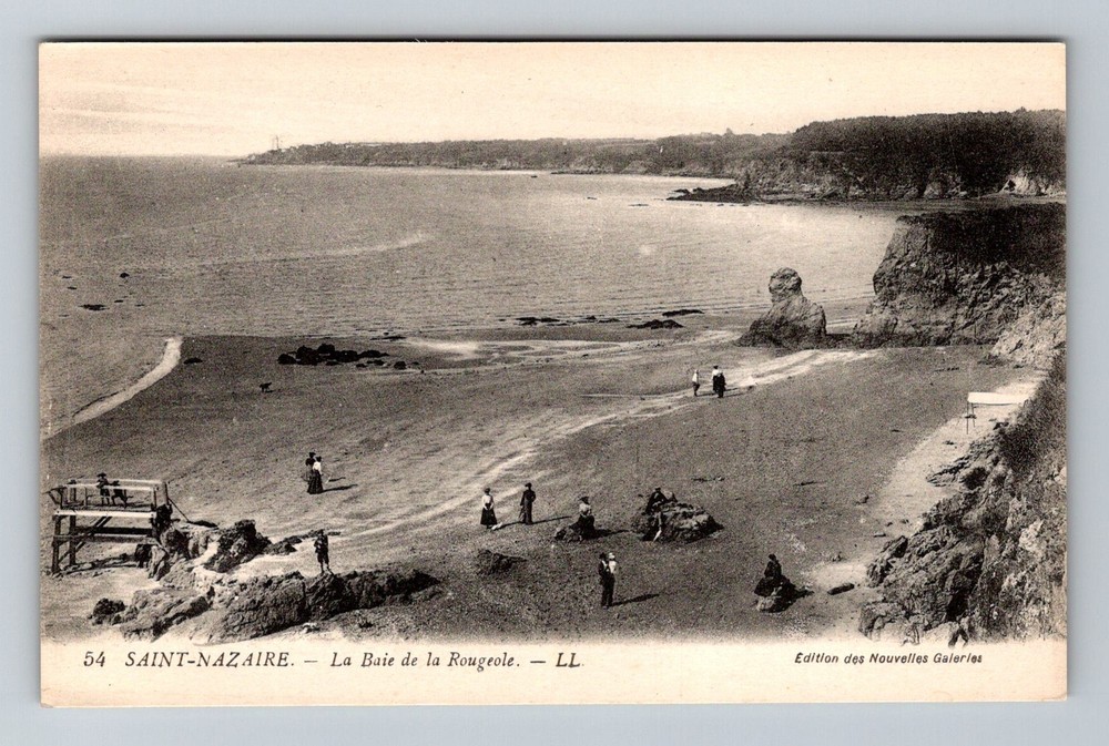 France- Saint-Nazaire Bay Of Biscay Beach Scene Old Postal Card Vintage Postcard