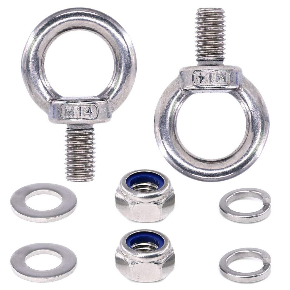 8Pcs M14 Stainless Steel Eye Bolt Kit with Lifting Ring 304 Grade