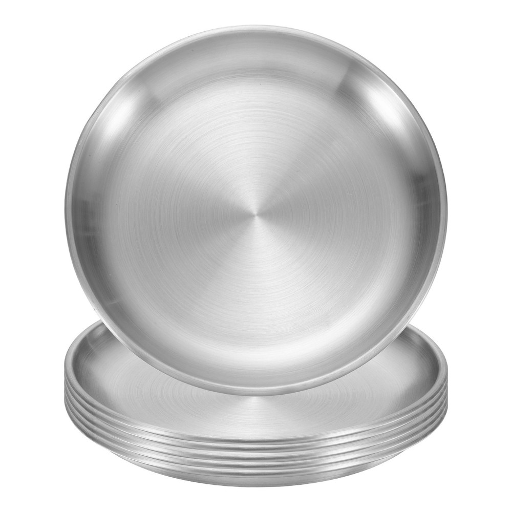 6Pcs Stainless Steel Dinner Plates, 5.5