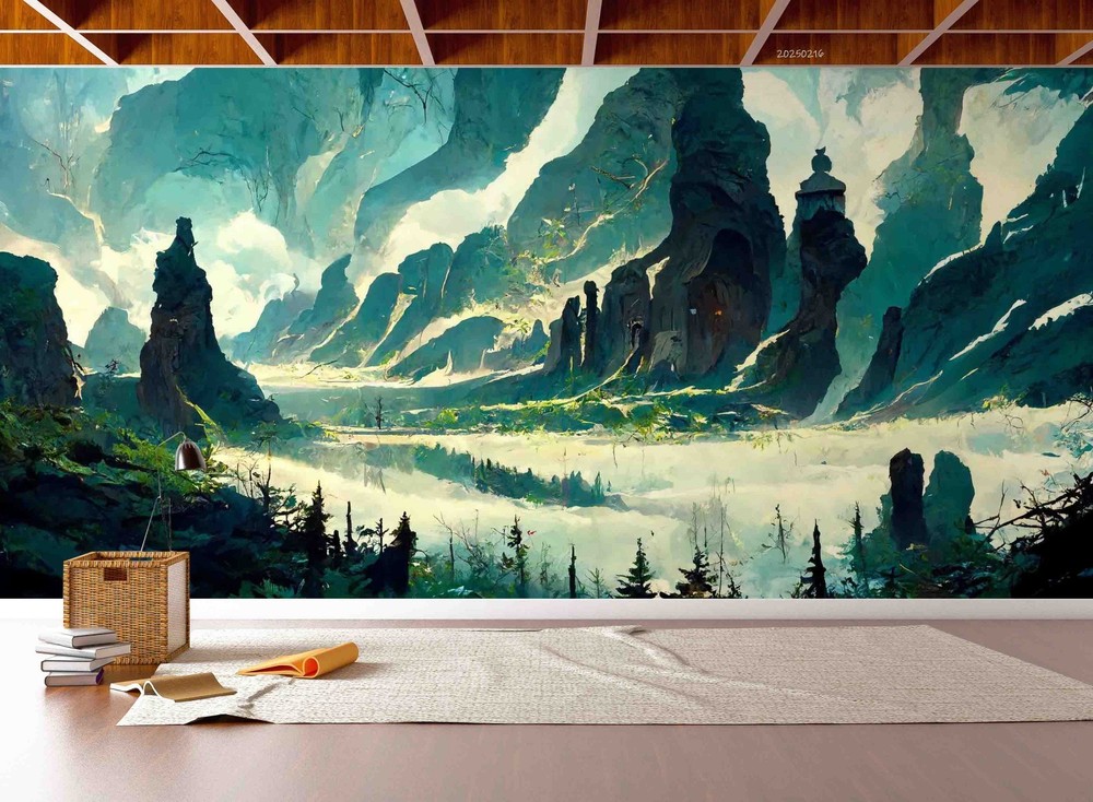 3D Mountain Landscape Oil Painting Wall Murals Wallpaper Murals Wall Sticker