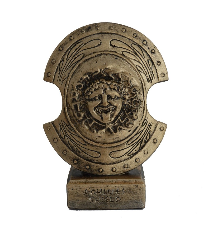 Achilles Shield Bronze Effect Sculpture Ancient Greek Warrior Art-image