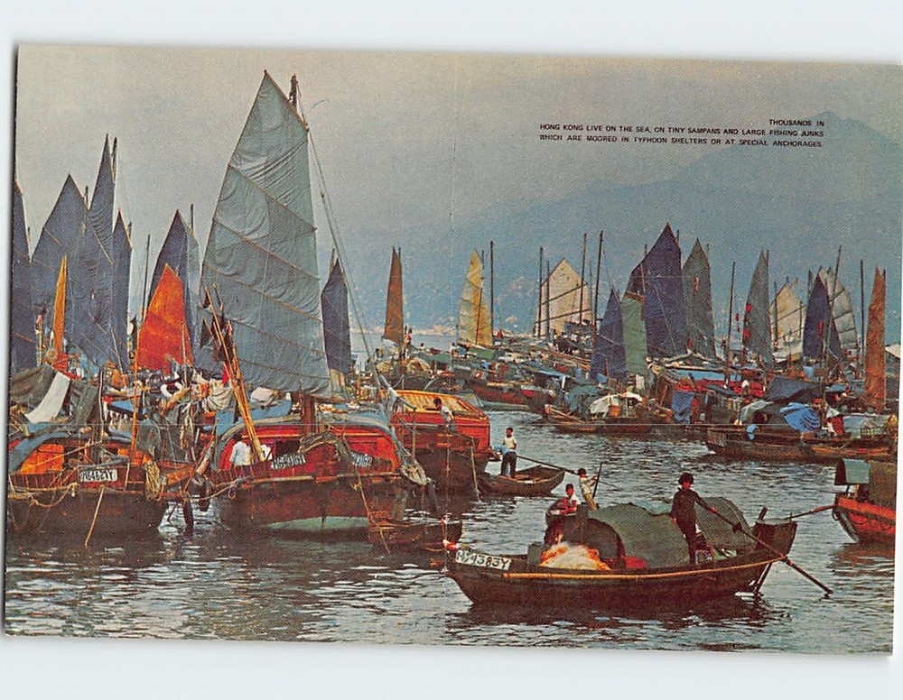 Postcard Floating People In Castle Peak Bay Hong Kong China