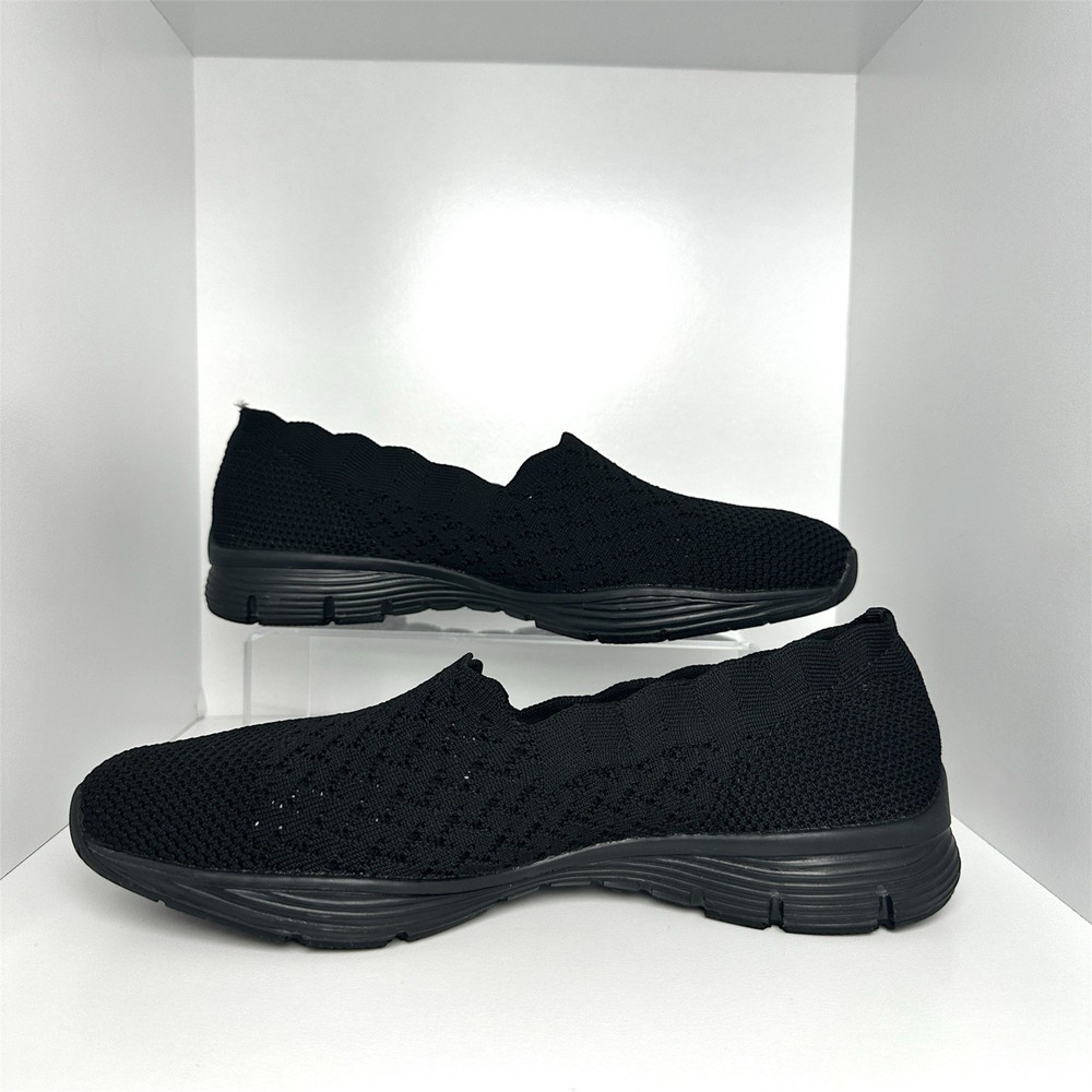 Skechers Womens Seager Memory Foam Slip-On Sneakers Black Size 9 Casual Comfort