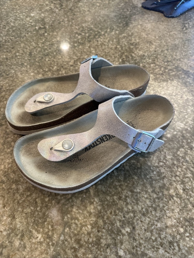 Birkenstock Gizeh 36 Sandal US5 Slip On Cream Iridescent Straps
