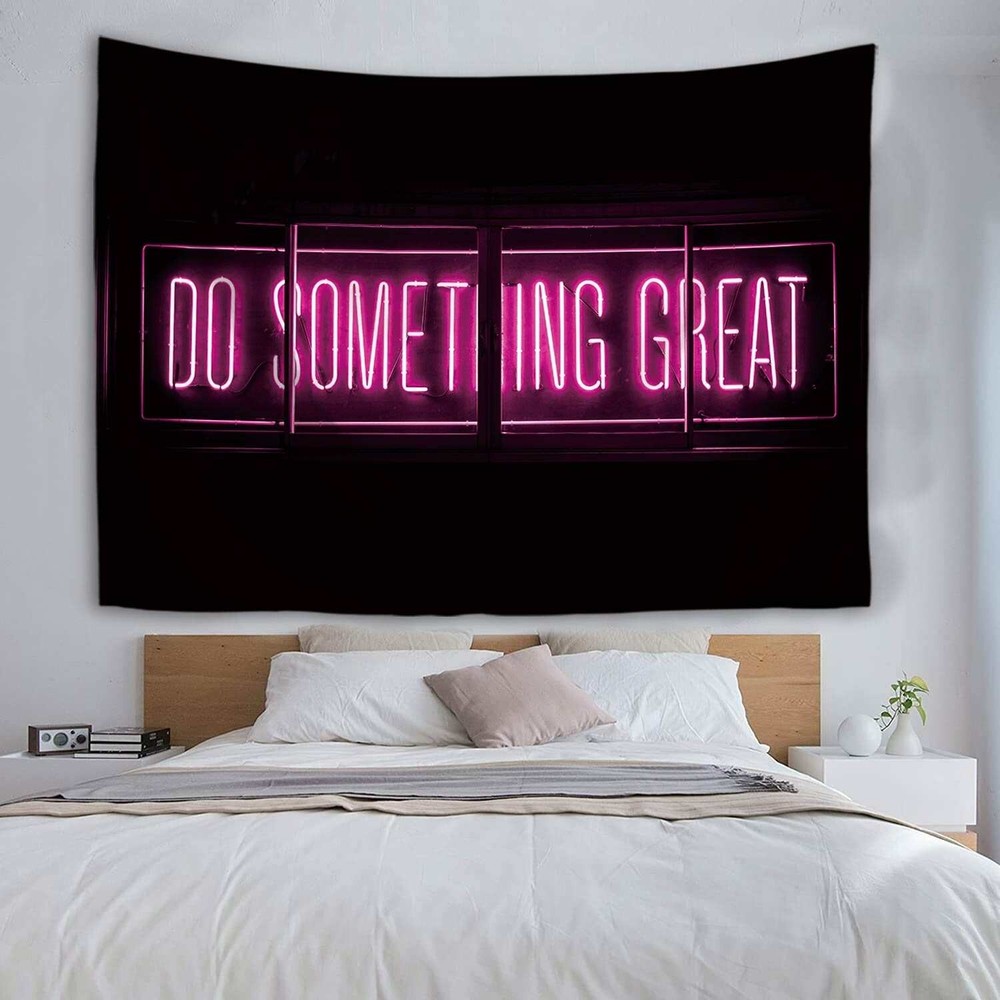 Pink Do Something Great Motivational Tapestry Y2K Aesthetic Dorm Wall Decor