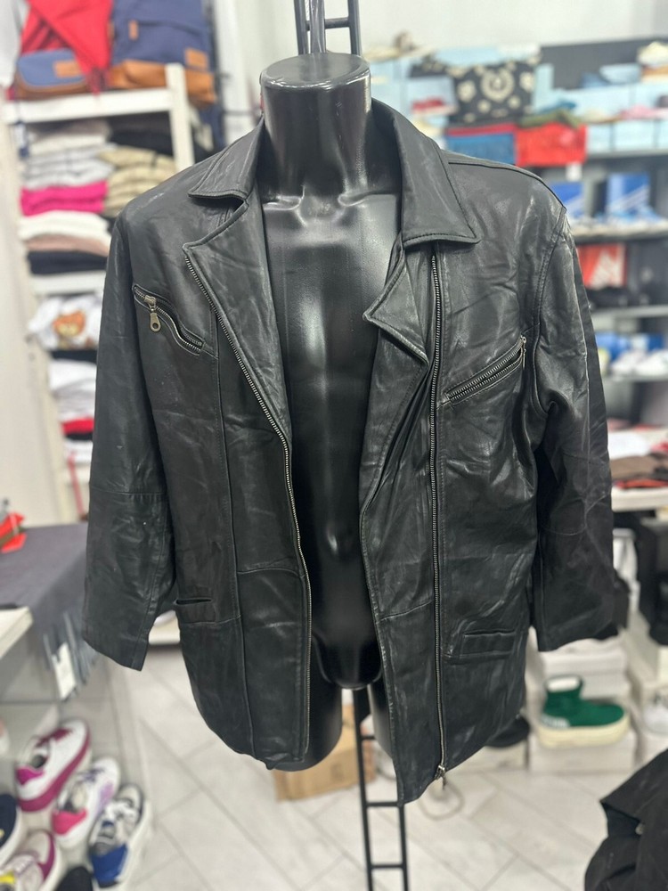 Spengler Mens Black Genuine Leather Jacket Size 50 LLV701