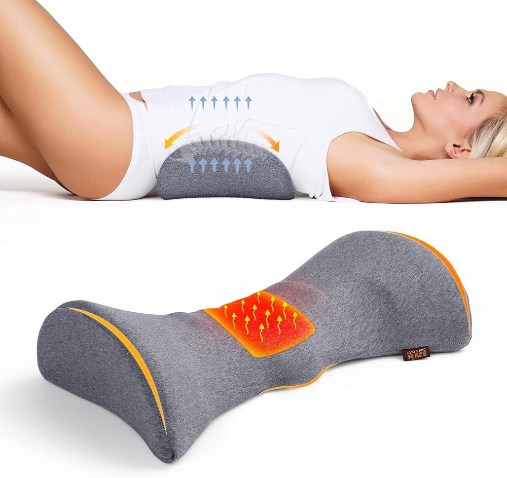 Heated Lumbar Support Pillow with Graphene Heating for Lower Back Pain Relief and Comfortable Sleeping