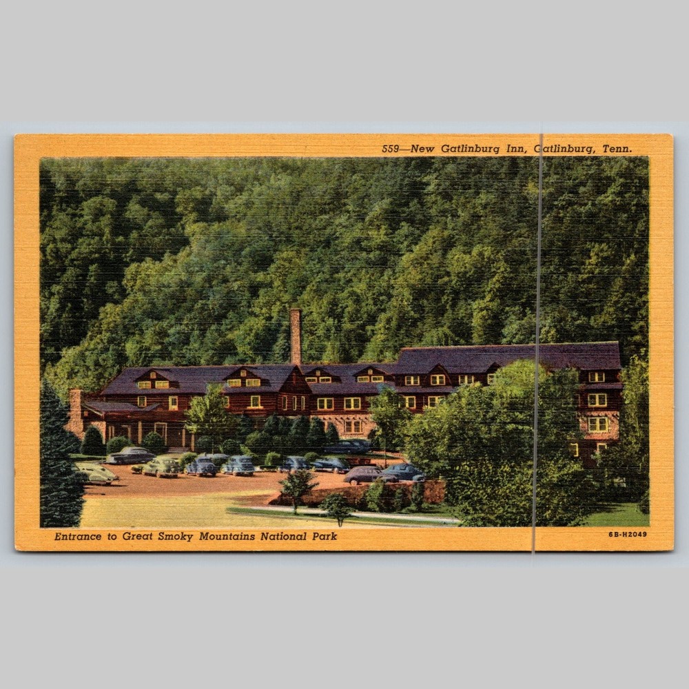 Postcard New Gatlinburg Inn Entrance Great Smoky Mountains National Park