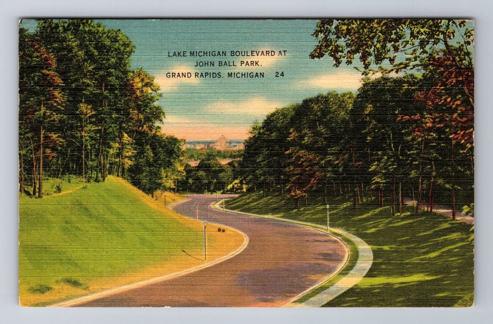 Grand Rapids MI-Michigan, Lake Michigan Blvd, John Ball Park, Vintage Postcard