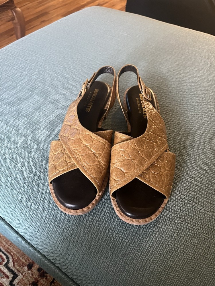 Brunate Genuine Italian Leather Slingback Sandals Tan Womens Size EU 40 1/2