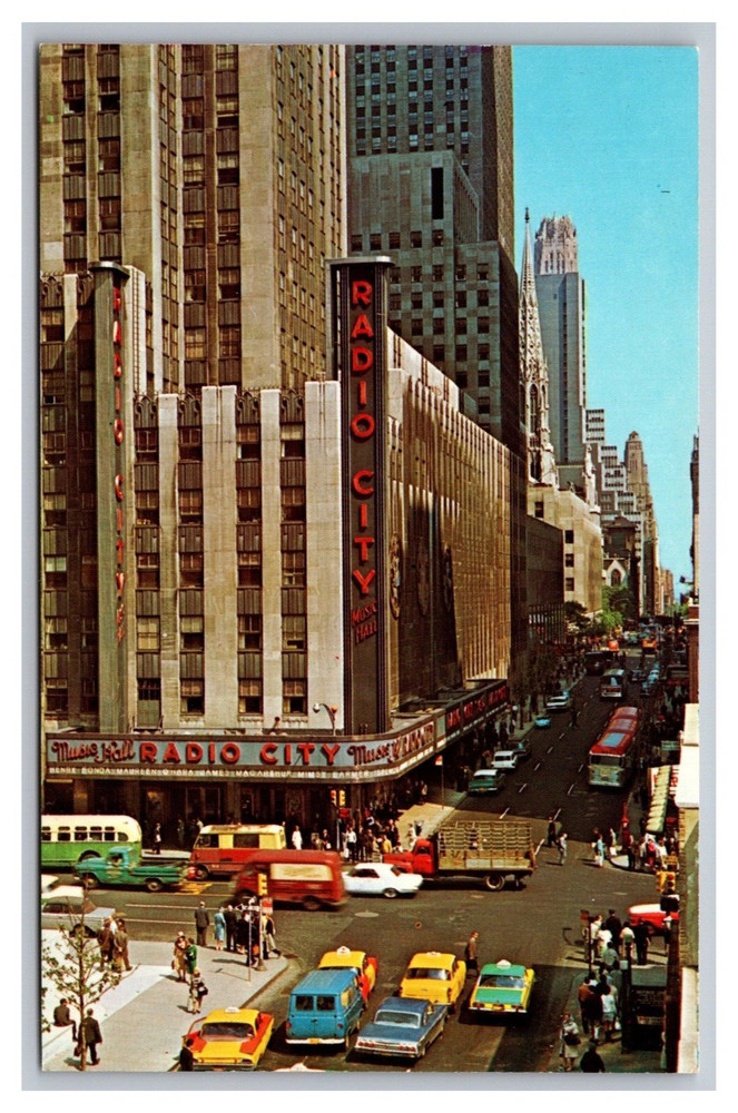 New York City NY Radio City Music Hall Theater Aerial Street View Postcard