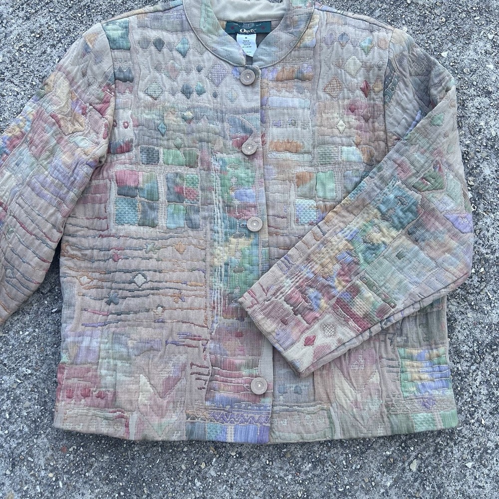 Vintage Orvis USA Quilted Tapestry Button Down Women’s Jacket Geometric Size M