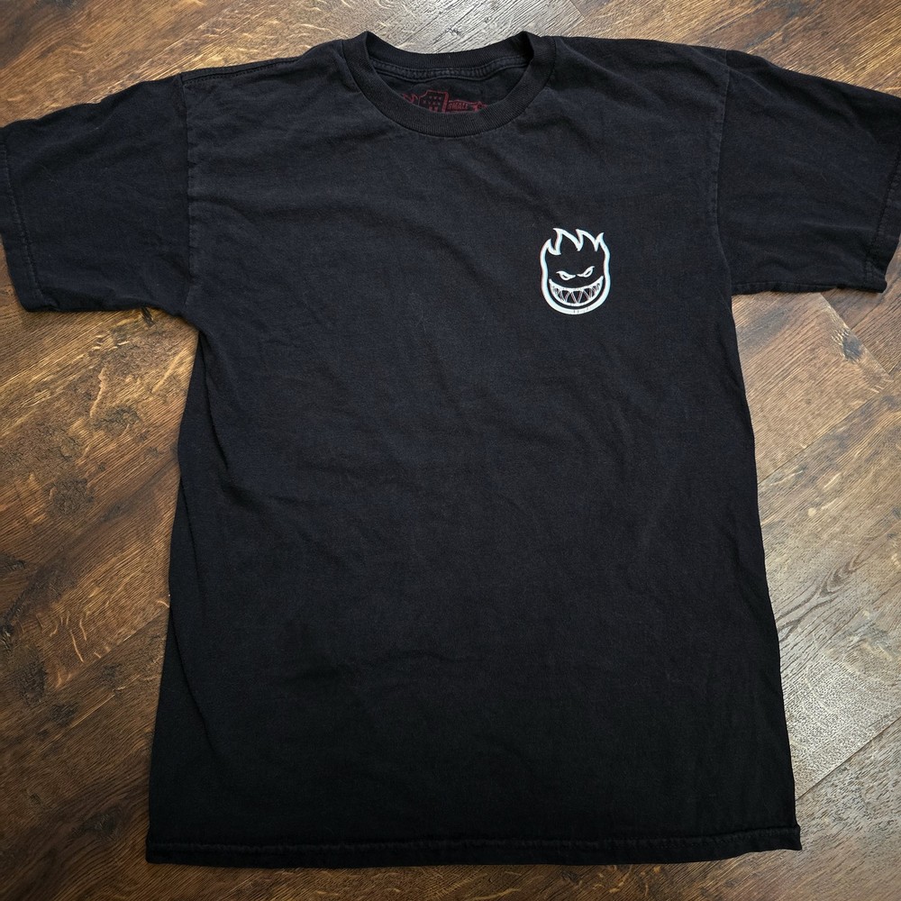 Spitfire Shirt Mens Small Black Swirl Logo Flamehead Skateboarding Tee T-Shirt