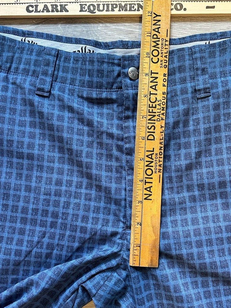 Callaway Performance 34 Chino Golf Shorts Blue/black Geometric Pattern Inseam 10