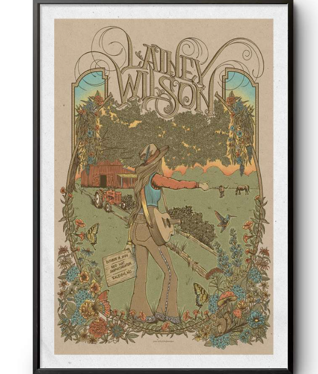 poster lainey wilson show at red hat amphitheater on october 18, 2024