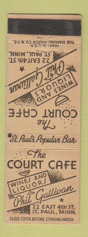 Matchbook Cover - Court Cafe St Paul MN WEAR