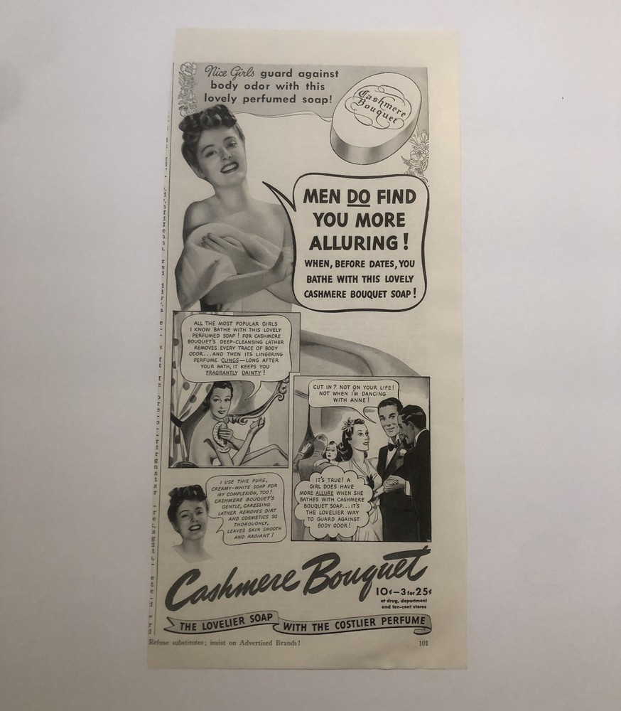 Vintage 1930’s Cashmere Bouquet Beauty Bar Soap Magazine Ad 0C26