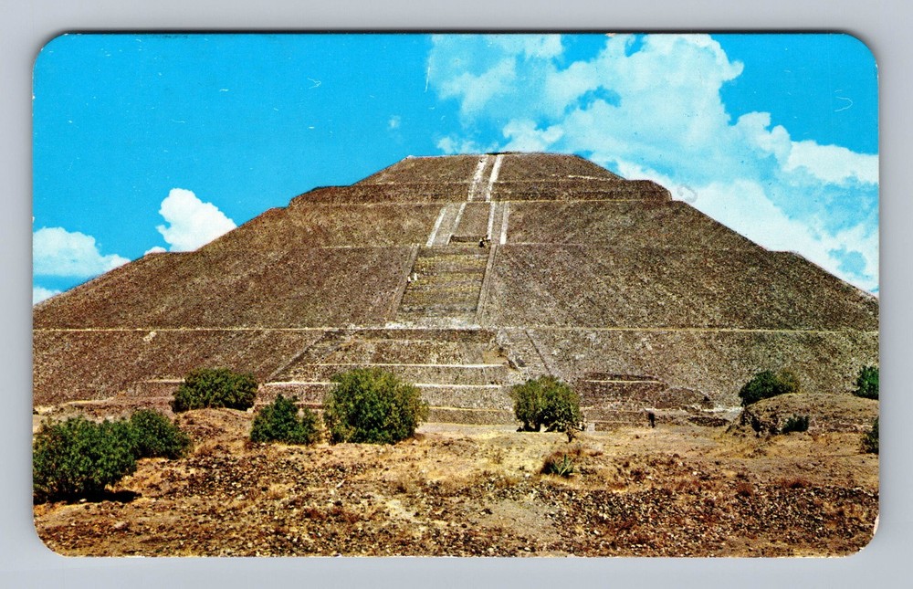 Mexico- San Juan Pyramid Of The Sun Souvenir Old Post PC View Vintage Postcard