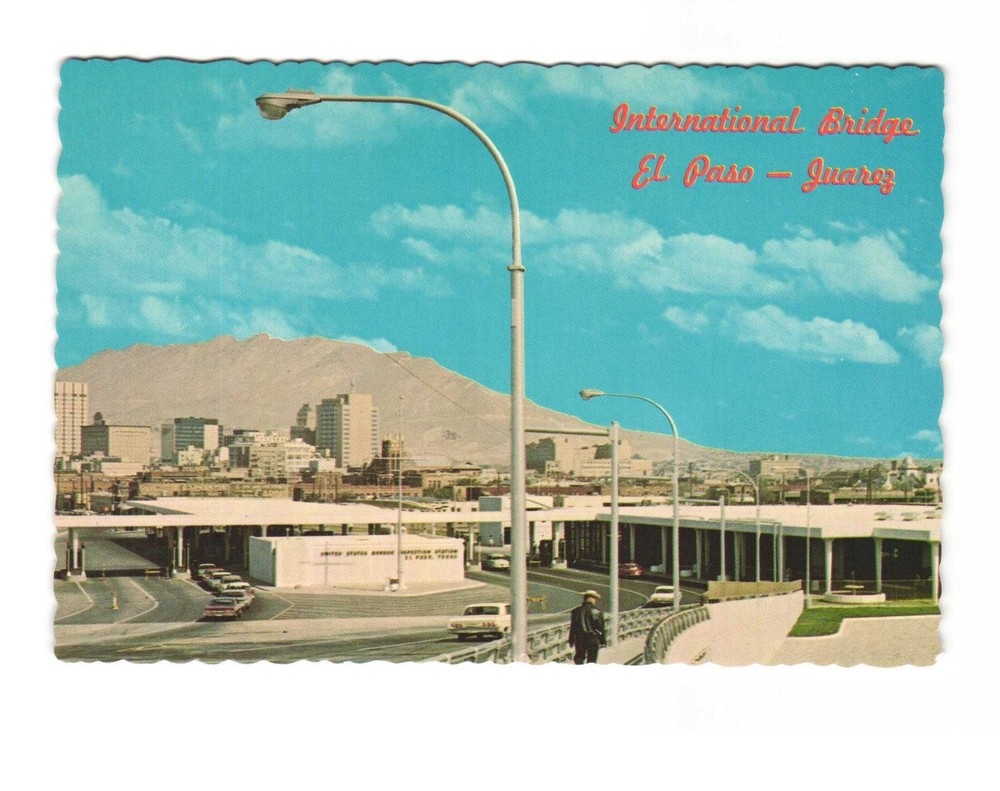 International bridge El Paso TX vintage postcard unposted