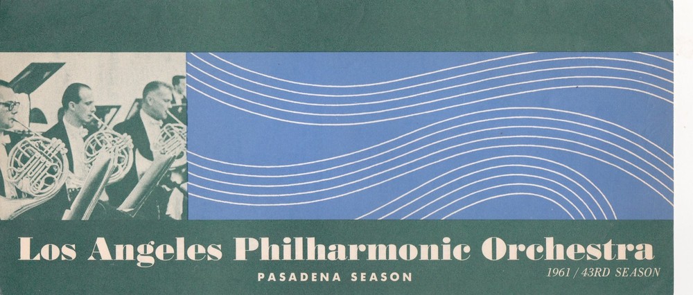 1961 Los Angeles Philharmonic Orchestra Pasadena Season Brochure