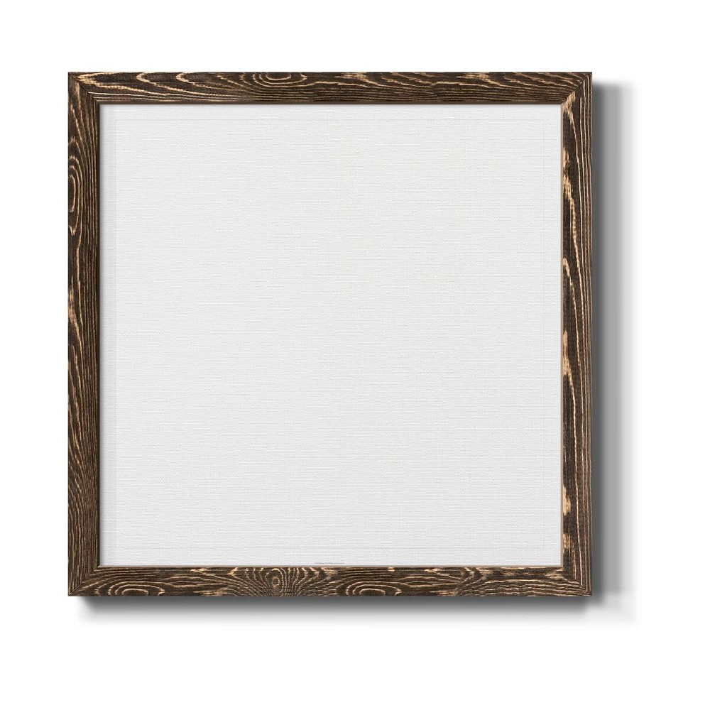 Dark Walnut Square Barnwood Framed Wall Art Abstract Print on Canvas Decor fo...