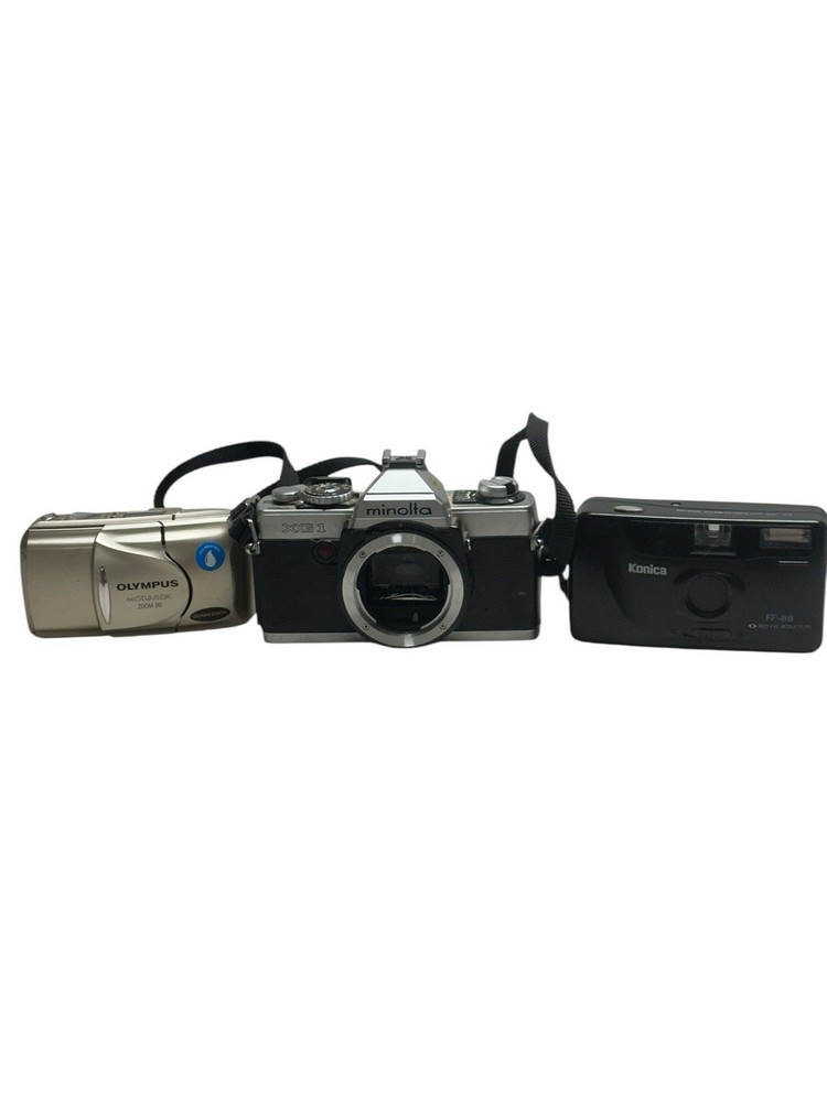 3 Untested Olympus Stylus Epic Zoom 80 & Konica Minolta Cameras Parts Lot