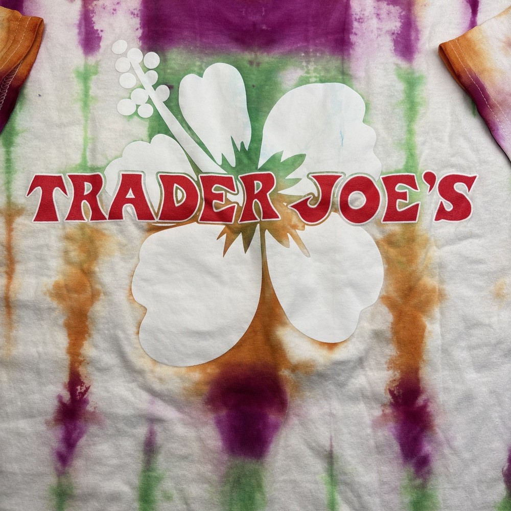 Trader Joe's Market Green Purple Orange - Tie Dye Employee Crew Graphic T-Shirt