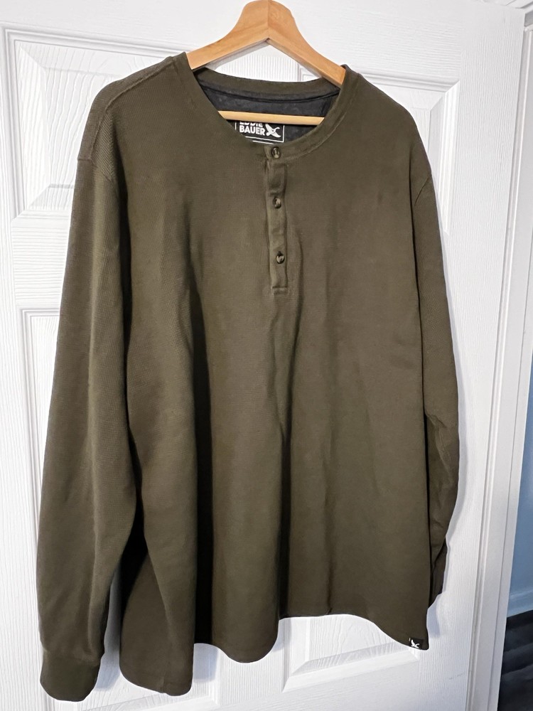 Eddie Bauer Green Thermal Henley 3-Button Long Sleeve Sweat Shirt Size XXL