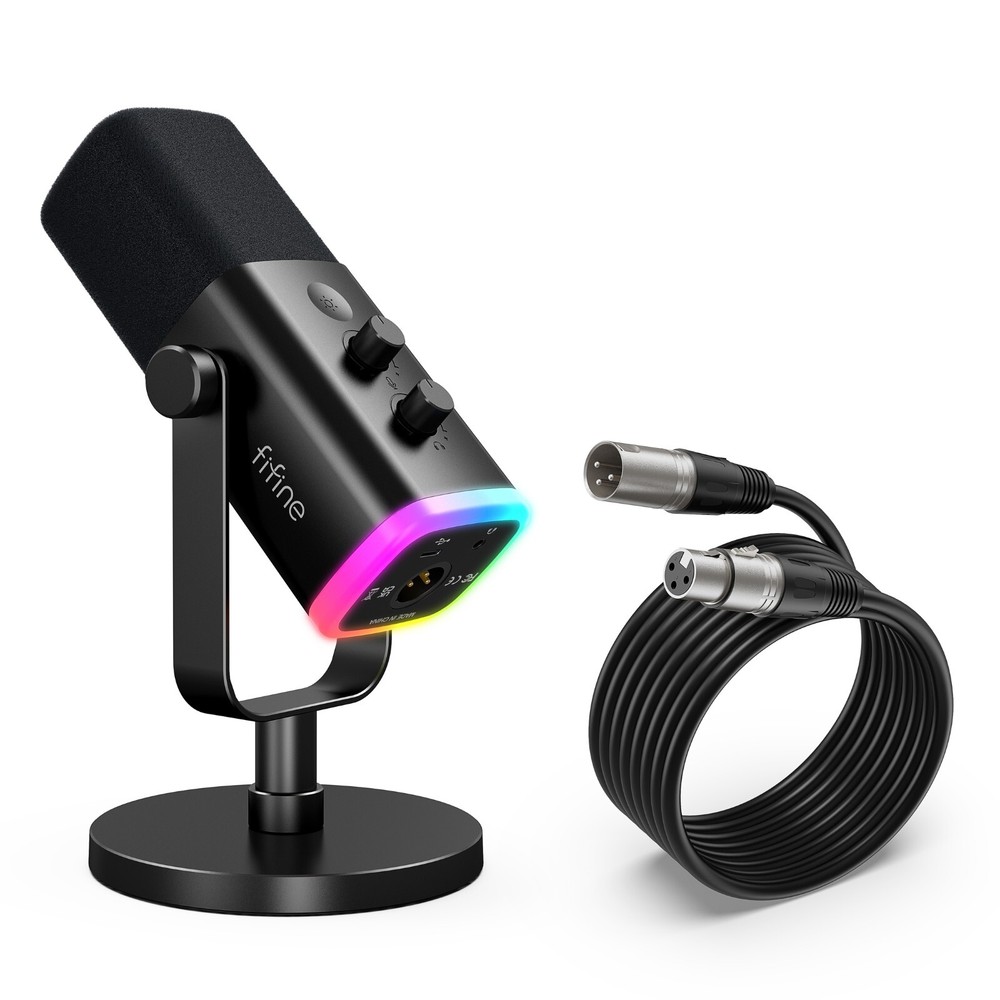 FIFINE XLR/USB Dynamic Microphone for PC Gaming Streaming Podcast Recording-AM8