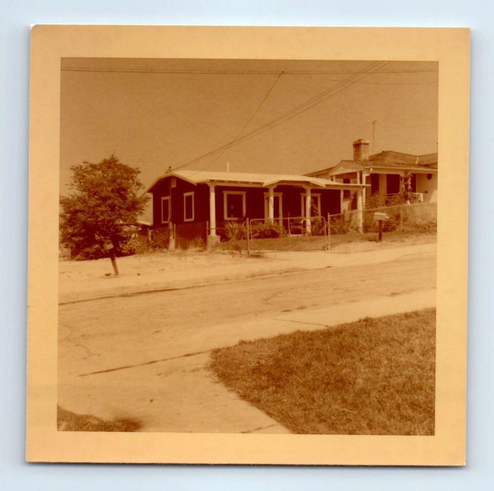 Old Vintage Square Color Photo HOUSE AND STREET 1952 KODACOLOR SNAPSHOT PIC