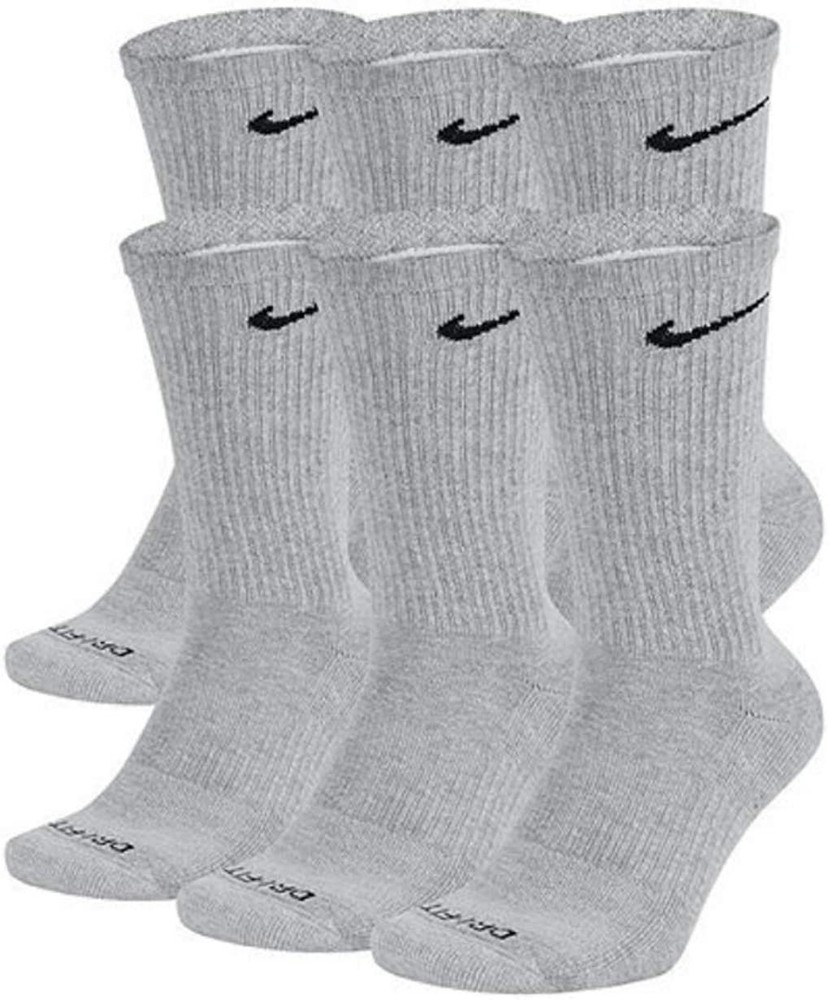 NIKE Dri-Fit Training PLUS MAX Cushioned Crew Socks, Wolf Grey, Large, 6-Pk
