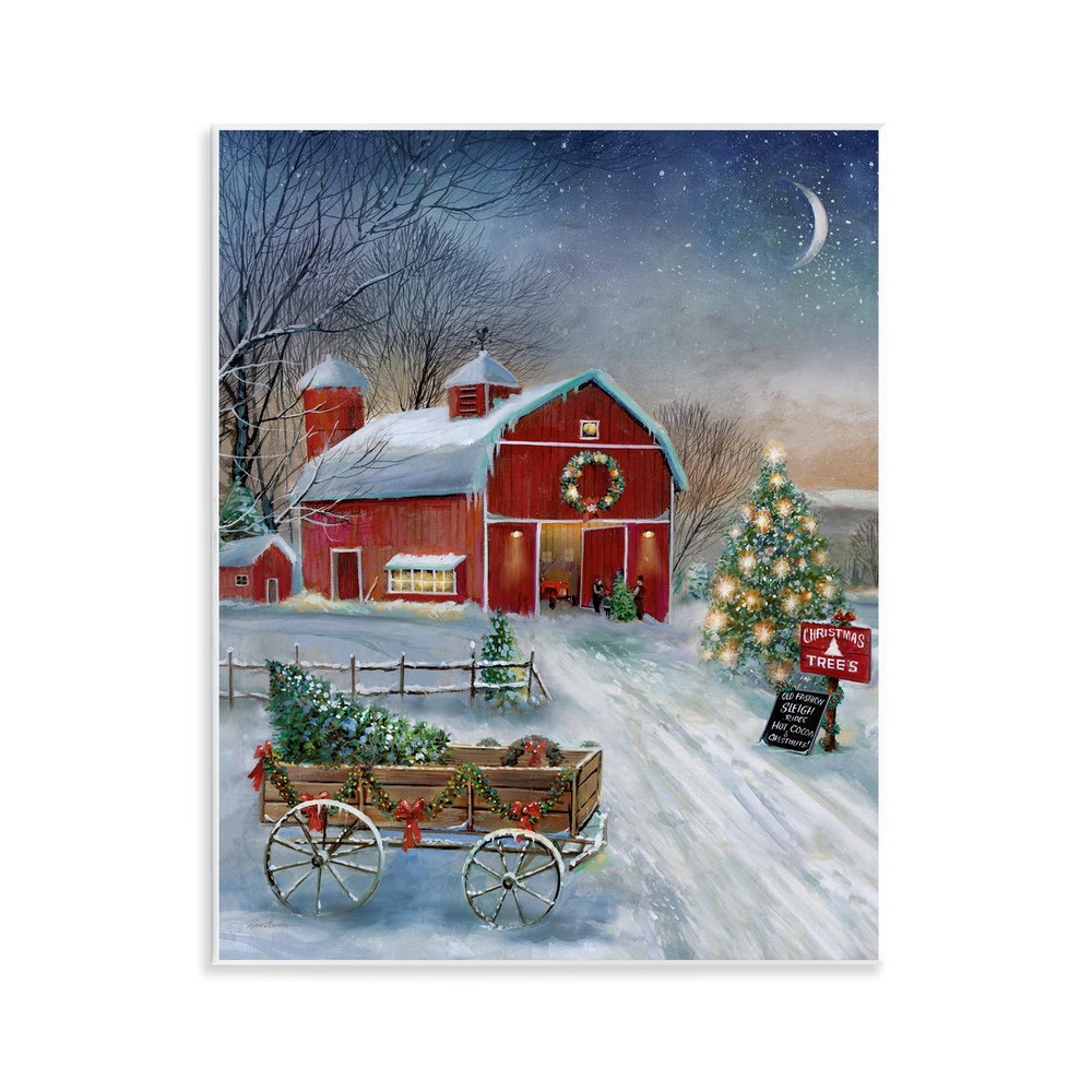Holiday Wagon & Barn Wall Plaque Art, Design by Ruane Manning