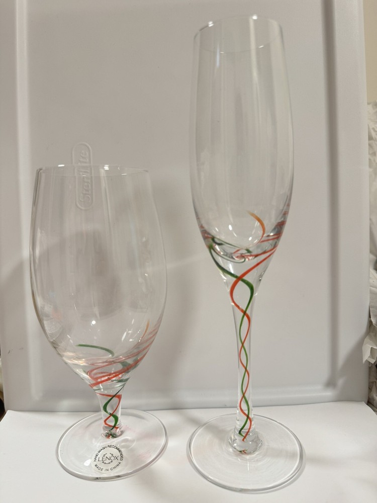 Lenox Holiday Ribbon All Purpose Beverage And Champagne Flute Glass