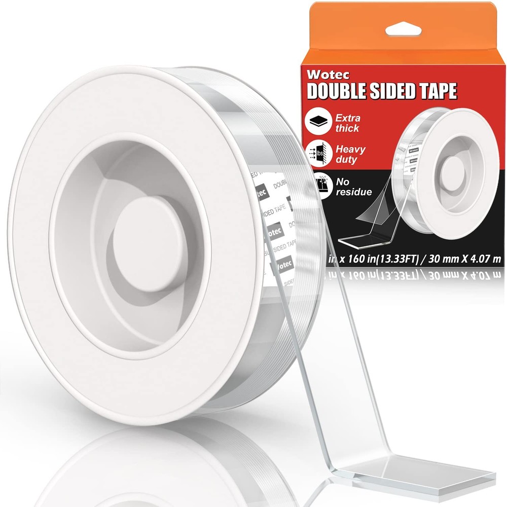Extra Large Double Sided Tape Heavy Duty Removable 1.18 Inch x 160 Inch, Clea...