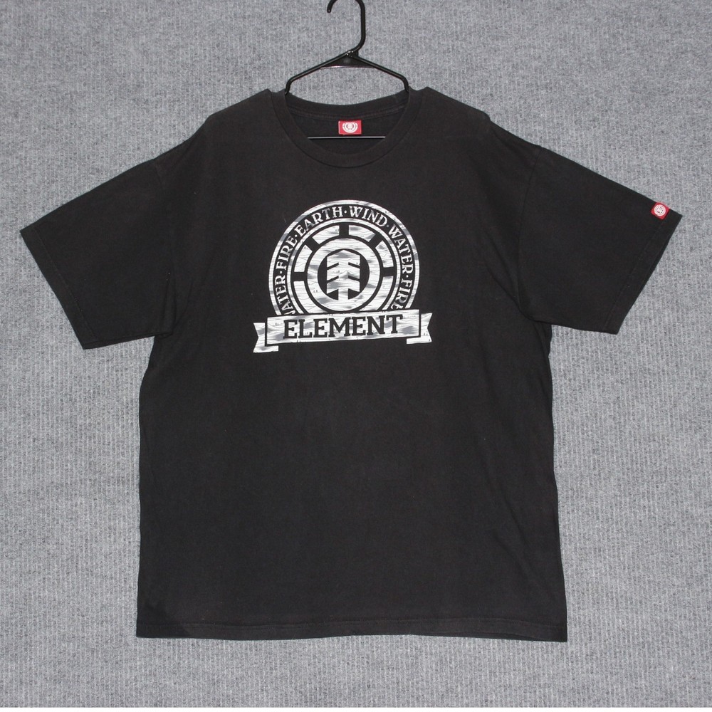 Element Skateboarding T Shirt Black Mens XL Graphic Tee Water Fire Earth Wind