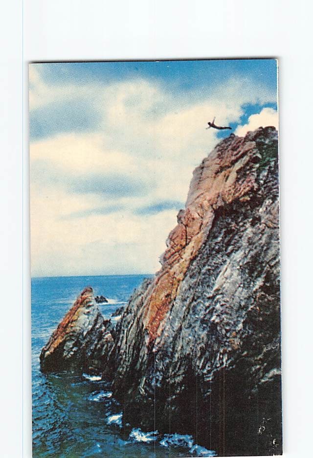 Postcard El Clavadista La Quebrada Acapulco Guerrero Mexico Cliff Divers Vintage
