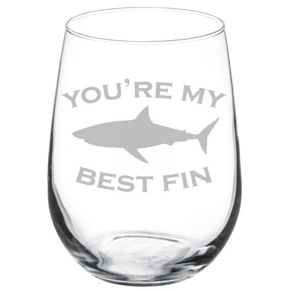 Best Fin Friend Shark Stemmed or Stemless Wine Glass