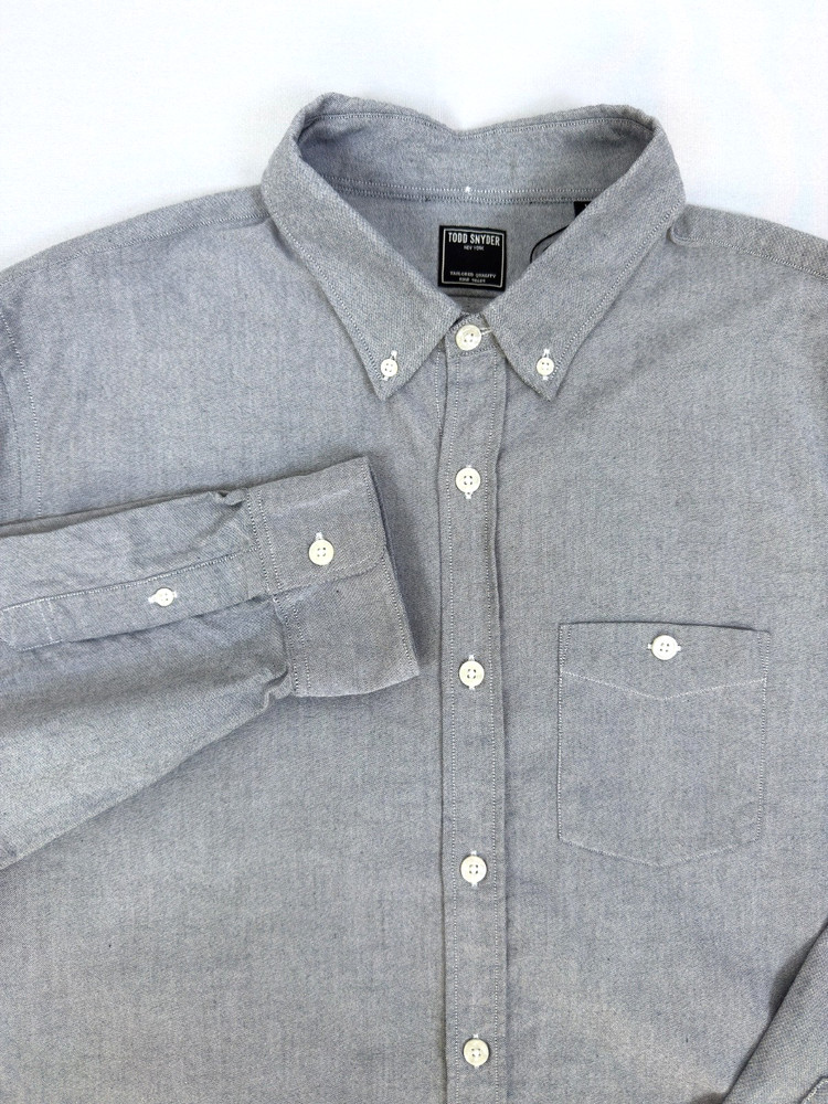 Todd Snyder Button Down Shirt Men XL Gray Long Sleeve Made In Portugal NWOT