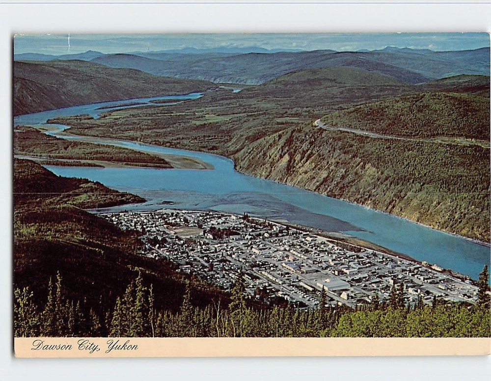 Postcard Aerial View Dawson City Yukon Canada