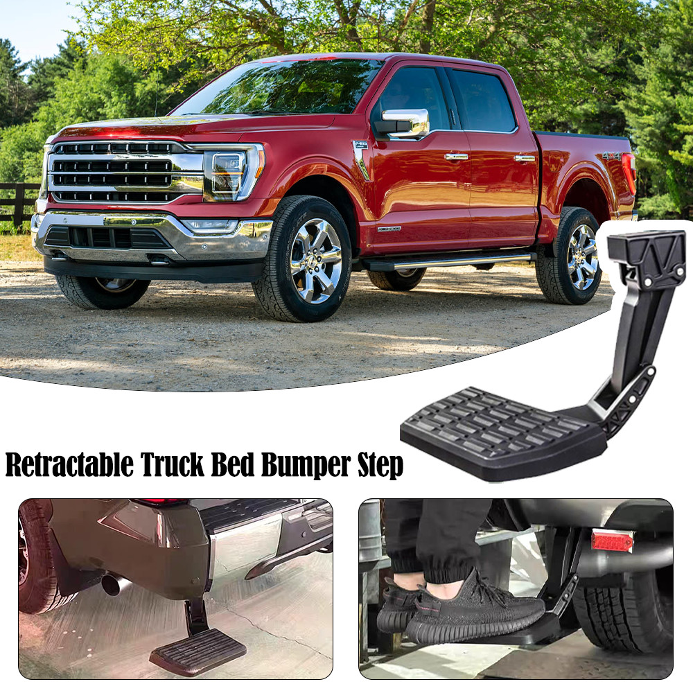 Retractable Bumper Step Rear Truck Bed Step Fit for Ford F-150 F150 2021-2026