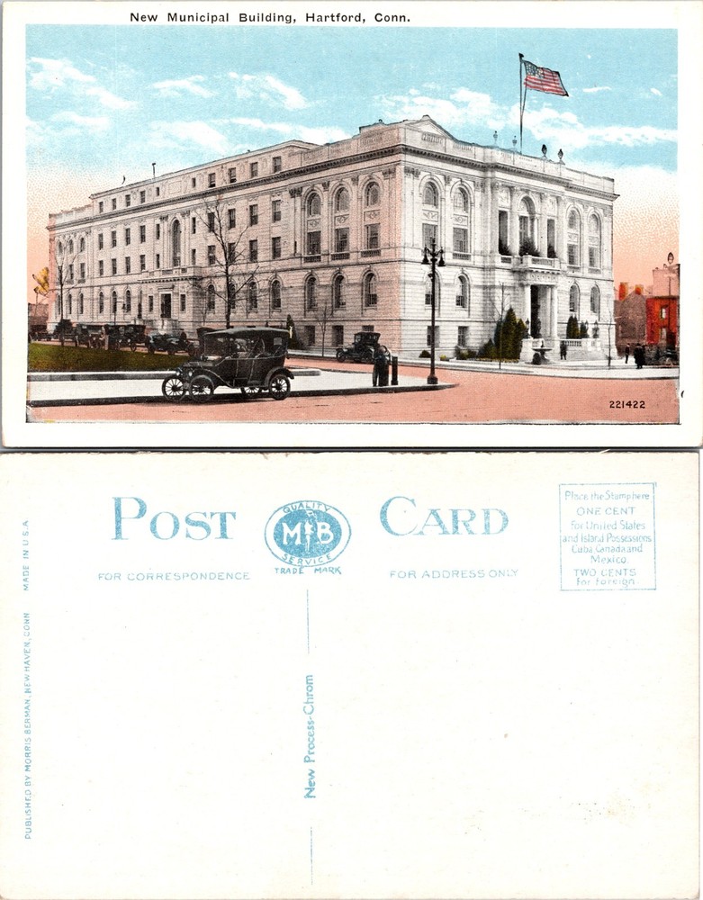 Hartford Connecticut New Municipal Building Postcard
