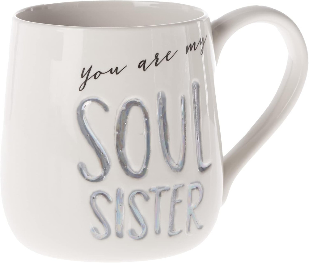 6000526 Our Name Is Mud “Soul Sister” Stoneware Engraved Coffee Mug, 16 Oz, Gray