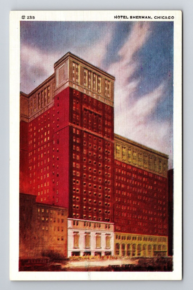 Chicago IL-Illinois, Hotel Sherman, Exterior, Vintage Postcard