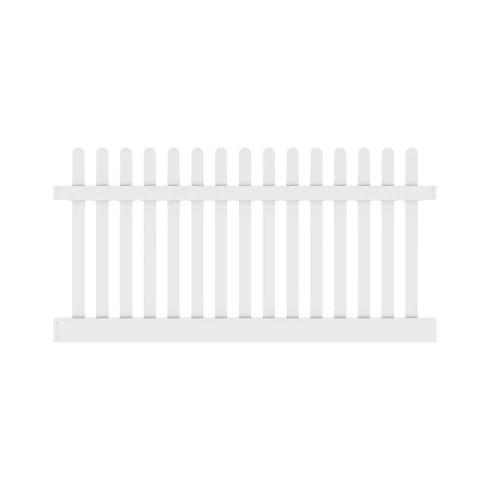 4ft H x 8ft W White Vinyl Fence Panel - Unassembled