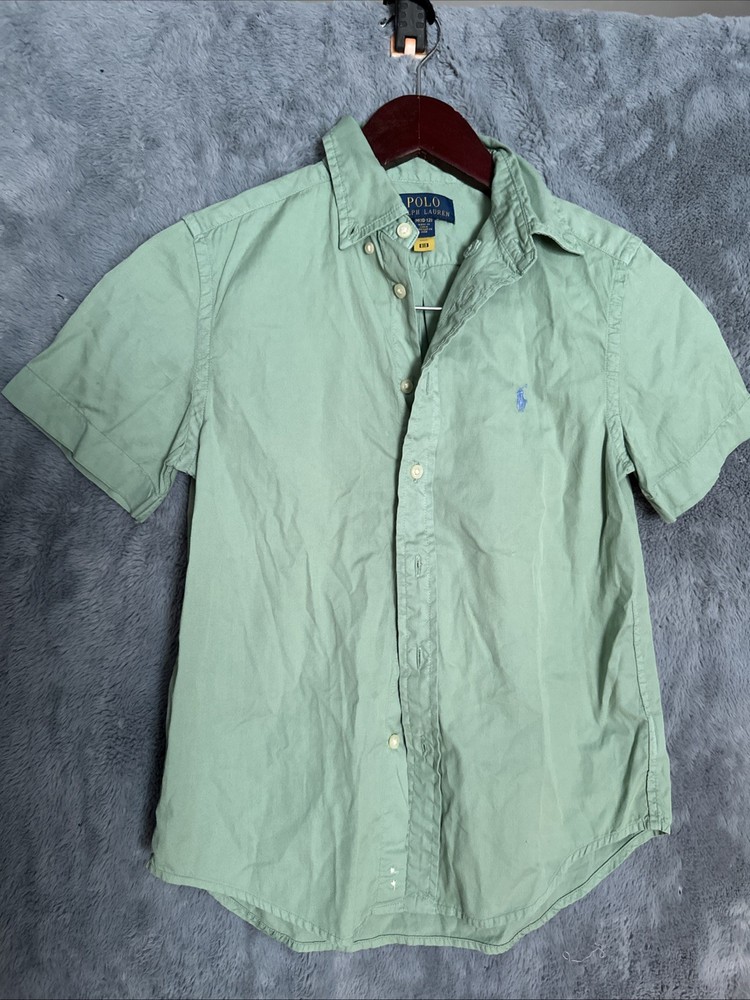 Polo Ralph Lauren Boys M 10-12 Oxford Shirt Green Pony Logo Button Down