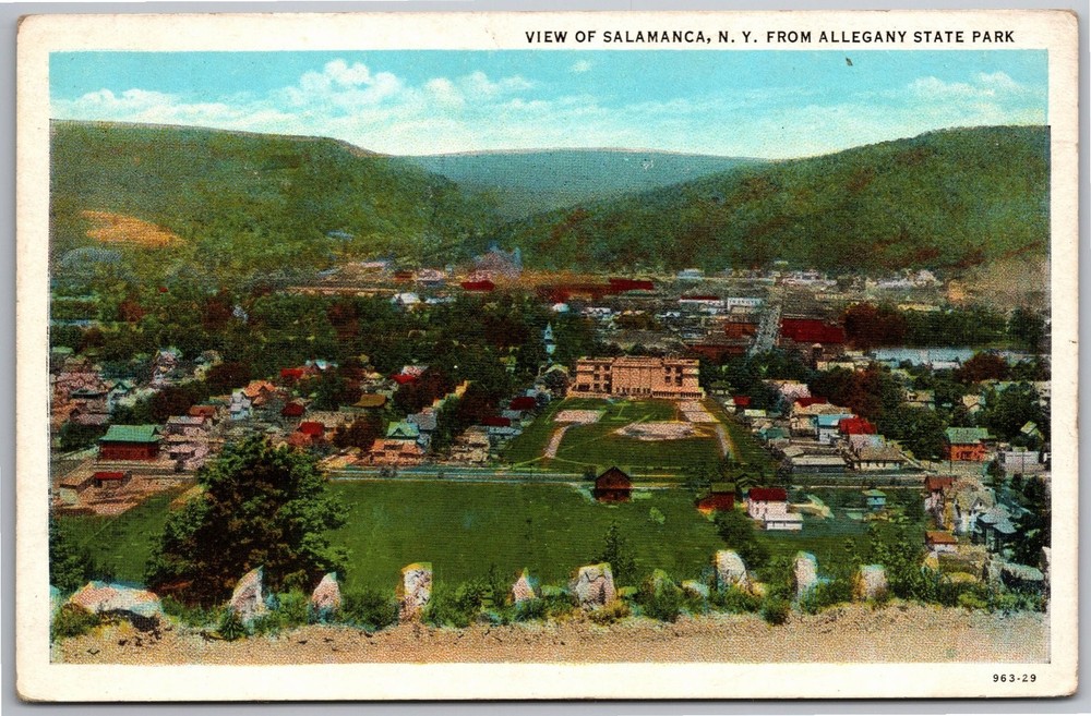 Salamanca NY from Allegany State Park Vintage Linen Postcard Curt Teich