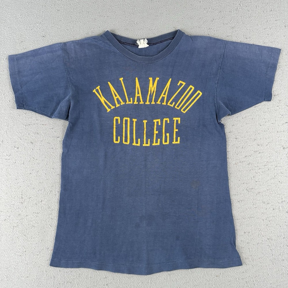 Vtg 60s Champion Shirt Men’s Small Blue Kalamazoo College Short Sleeve